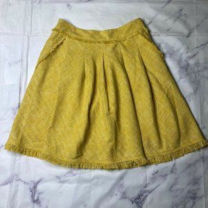 Maeve Anthropologie Skirt Womens Size 10 Yellow Pleated Pockets Raw Hem